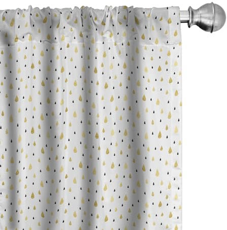 ABAKUHAUS Herbst Vorhänge, Gardinen, Regentropfen Glimmer, Fensterbehandlungen für Wohnzimmer Schlafzimmer Dekor, 2 Stück 75 cm b x 175 cm h, Mustard Schwarz Weiß