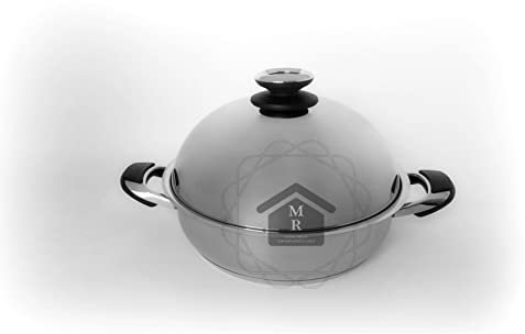 BISTECCHIERA MAXI 30 cm CON COPERCHIO A CUPOLA ACCIAIO INOX 18/10 TRIPLO FONDO INDUZIONE
