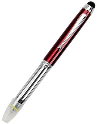 LED Pen Torch, 3 in 1 Ballpoint Stylus Pen with Light, Multifunctional Ballpoint Pen Flashlight, Black Ink for Touch Screens, Red