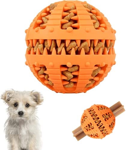 Bojafa Treat-Dispenser Dog Toys Ball: 8CM Rubber Puppy Toys for Boredom - Indoor Chewing/Teething for Small Medium Large Breed