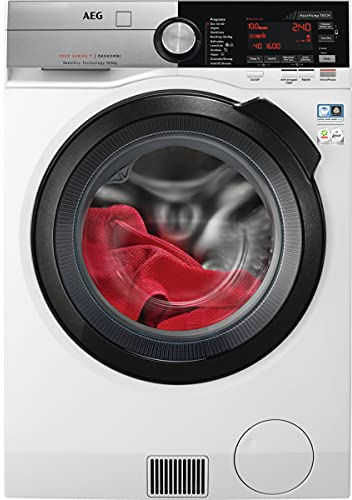 AEG L9WEC163C Lavasecadora de Libre Instalación, Carga Frontal, Lava 10 Kg, Seca 6 Kg, 1600 rpm, Conectividad WiFi, Motor Inverter, Programa NonStop, Panel LCD, Puerta XL Negra, Blanca, Clase C