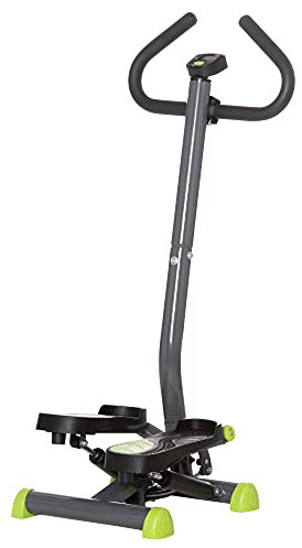 HOMCOM Stepper con Manubrio e Monitor LCD, Stepper Fitness Casa con Resistenza Regolabile e Pedali Antiscivolo, Struttura in Acciaio e ABS, 55x44x108 cm, Grigio e Verde