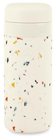 W&P Porter Insulated Bottle 16 oz | Clean Taste Ceramic Coating for Water, Coffee, & Tea | Wide Mouth Vacuum Insulated | Dishwasher Safe, Cream Terrazzo