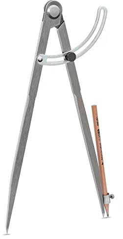 Bleistiftkompass 30,5 cm, Präzisions-Holzbearbeitungskompass mit Flügelteiler und Stifthalter, Metallkompass ideal für Geometrie-Zeichnen und technisches Zeichnen, Technik und mehr