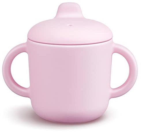 6 Months+ Sippy Cups with Handles,Small Silicone Sippy Cups Leak Proof 5oz,No Spill Sippy cups for Toddlers (Pink)