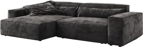 DELIFE Eckcouch Sirpio XL Mikrofaser Schwarz 270x170 cm Recamiere variabel