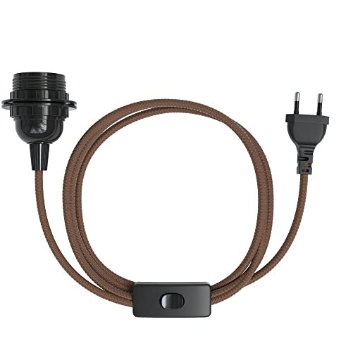 EAZY CASE - Lampenfassung E27 mit Kabel aus Stoff [MIT SCHALTER] - Fassung E27 mit Kabel - Lampenfassung mit Schalter - Lampenkabel mit Fassung - Glühbirne mit Kabel - DIY Lampenfassung mit Stecker