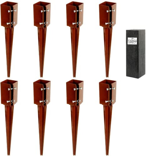 [FIXINGS DIRECT®] 100mm (4) Industrial Fence Post Spike Support 750mm Long Drive Down Post Spike Kit (Includes Free Driving Tool) (8)