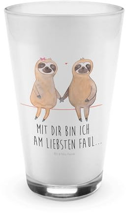 Mr. & Mrs. Panda Glas Faultier Pärchen - Geschenk, Faultier Geschenk, Liebespaar, Latte Macchiato, Faultier Deko, Liebe, Langsamkeit, Cappuccino