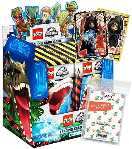Bundle mit Lego Jurassic World Trading Cards - Serie 2-1 Display (50 Booster) + Exklusive Collect-it Hüllen