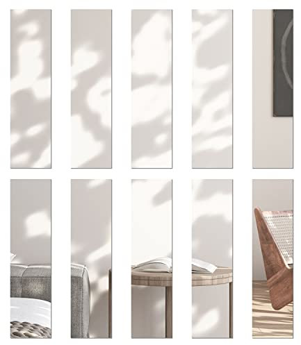 DRERIO 10 pièces Miroir Acrylique Auto-adhésif Bandes Miroir Auto-adhésif 20 × 5 cm x 2 mm HD Miroir Collant Long Plastique Miroir sans Cadre Carreaux Miroir Mural Non Verre, pour Home Decor