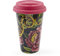 Spode Creatures of Curiosity Collection Travel Mug with Lid, Tumbler for Coffee and Tea, Water Cup, 10-Ounce, Dark Floral Motif, Dishwasher and Microwave Safe
