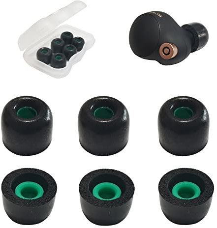 Mijusun Memory-Schaum Ohrstöpsel für Sony WF-1000XM4/WF-1000XM5/WF-C500/WF-700N/WF-SP800N/WF-XB700/LinkBuds S - 3 Pairs Medium Black