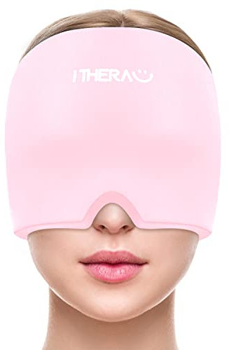 I-THERA-U Migräne Maske - Kopfschmerzen Maske Wiederverwendbar Migräne Haube Kühlmütze Migräne Mütze Migraine Relief Cap Für Kopfschmerzlinderung Migräne Kältetherapie Maske Headache Relief Hat Rosa