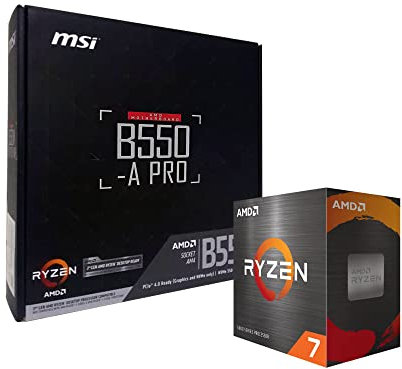 NGTEK AMD Ryzen 7 5700X Processeur de bureau débloqué 8 cœurs 16 fils avec carte mère MSI B550-A PRO ProSeries