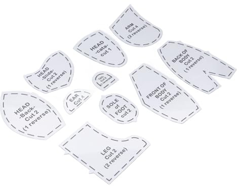Stoffbär-Schnittmuster, Bär-Nähvorlagen-Set, Pädagogische Quilt-Werkzeuge, DIY, Wiederverwendbar, 10 Stück für Zuhause (M 12 Zoll)