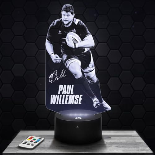 Lampephoto.fr - P. Willemse Rugby 3D Lampe, Touch Nachtlicht, Deko Frankreich Rugbyspieler Sportler, Geschenkidee Mann objekt P. Willemse Rugby Nachtlicht Erwachsene deko Zimmer, 3D Led Illusion