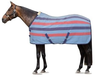 netproshop Pferdedecke Fleece Abschwitzdecke Rising Star gestreift Gr. 75-125, Groesse:125, Farbe:blau-rot