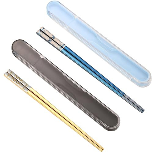 Portable Chopsticks,Year of the Dragon 2024 Gifts,Reusable Metal Stainless Steel Chopstick with Titanium Plated for School,Home,Office,Bento Box Use,Dishwasher Safe (2PC Dragon Blue Eagle)