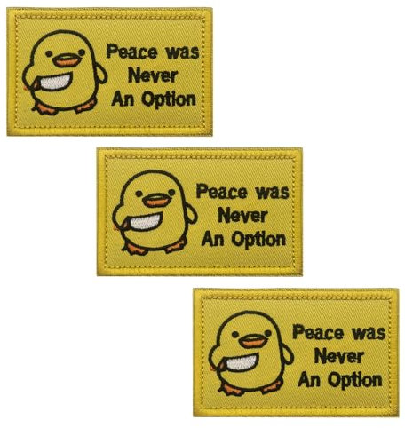 3 StüCke Klett Patches Peace Was Never An Option Klettverschluss Enten Zauberaufkleber Mit Messer Lustige Taktische MilitäR FüR Jungen, MäDchen, Jacken, Jeans, RucksäCke, 3.14×1.96in