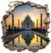 Samunshi® Wandaufkleber Mauerloch Wandriss mit Taj Mahal Indien Wandsticker Fenster in andere Welt Portal für Kinderzimmer Aufkleber Küche Wallart 70 x 70cm