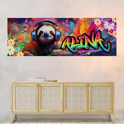 tjapalo® vz106 Cooles Wandbild Graffiti Poster mit Namen personalisiert Graffiti Kinderzimmer Poster Name XXL Wandbild Teenager Mädchen Name Poster Mädchenzimmer Grafitti Bilder, B70xH24cm