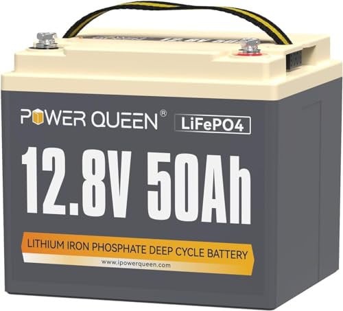 Power Queen 12.8V 50Ah LiFePO4 Lithium Batterie, 4000-15000 Deep Cycles Batterie Super Long 10 Year lifetime 640Wh, Idealer Ersatzakku für Blei-Säure-Batterie, Bestens geeignet für Solar Syste Camping
