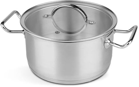 TIENDA EURASIA – Olla de Acero Inoxidable | Tapa de Vidrio | Especial Inducción | Capacidad 1.4, 2.8 y 4.8 Litros | Ollas Bra | Ollas Inducción (20 cm)