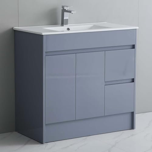 Robanmoa 900mm Bathroom Vanity Unit With Basin Freestanding Bathroom Storage Cabinet Unit Overflow Ceramic Sink Wash Basin Floor Standing Cabinet Vanity Units Waterproof Cupboard Furniture