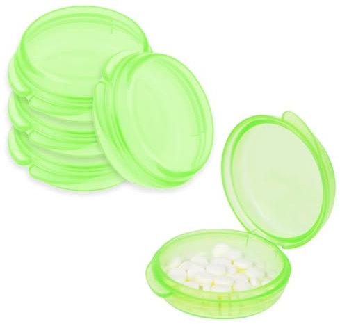 WLLHYF 5 Packs Mini Pill Case Small Pill Organizer Box Portable Vitamin Holder Travel Pill Container for Pocket Purse Pills Storage Box to Hold Medicine Cod Liver Oil (5 Green)