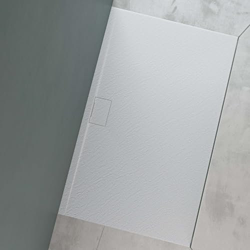 Mai & Mai Duschtasse 100x160x3 cm Duschwanne aus Mineralguss Mineralgusswanne in Weiß DIN-Anschlüsse Geoma07