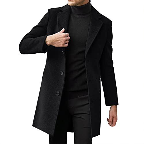 Duohropke Herren Wintermantel Slim Fit Zweiteiliger Mantel für Business Freizeit Wollmantel mit Stehkragen Peacoat Warmer Integrierter Innenjacke Kurzmantel Winter Coat Men Peaky Blinders Mantel