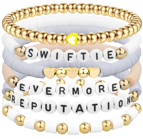 HLenyoy Freundschaft Armband Set - 11Pcs Inspiriert Sommer Strand Armbänder, Einstellbare Stretch Perlen für Frauen Mädchen Zubehör (6-White)