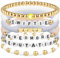 HLenyoy Freundschaft Armband Set - 11Pcs Inspiriert Sommer Strand Armbänder, Einstellbare Stretch Perlen für Frauen Mädchen Zubehör (6-White)