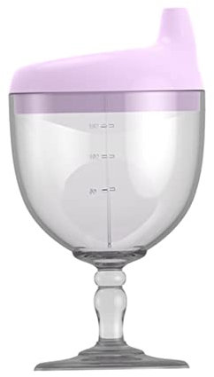 Peosaard Baby Goblet Sippy Cup Plastic Toddler Feeding Cups Beverage Mug Wine Glass Milk Bottle Purple Baby Sippy Cup