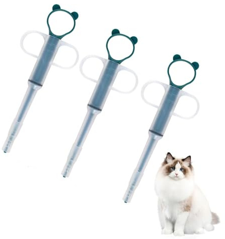 TZMFHD Cat Pill Popper, 3 Pcs Reusable Cat Tablet Dispenser, Cat Pill Dispenser, Tablet Syringe Pusher Animal Medicine Feeder For Feeding Accessories, Pet Pill Dispenser (Green)