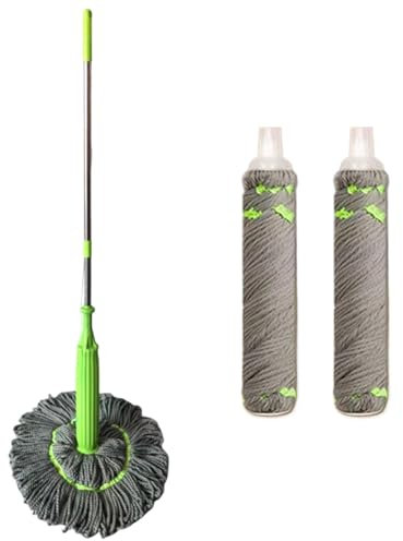 Trapeador giratorio para limpieza de pisos - Trapeadores de microfibra exprimibles de 360 grados | Trapeador de microfibra con mango largo escurridor | Trapeador de microfibra para bañera, inodoro