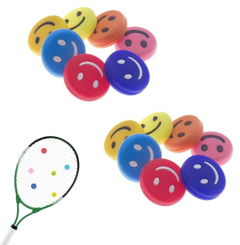 16 smorzatori Happy Face Tennis, ammortizzatori incorporati, racchette da tennis, racchetta da tennis, divertenti ammortizzatori di vibrazione, accessori da tennis per ridurre le vibrazioni delle