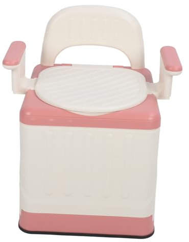 Bonbela Inodoro Portátil para Adultos Prevención de Olores Soporte de Carga Fuerte Silla con Cómoda de Cabecera Plegable con Brazos para Mujeres Embarazadas Mayores Rosa