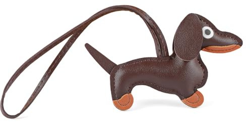Abeillo Dackel Schlüsselanhänger,Leder Dackel Anhänger,Süße Dackel Bag Charms,Hundetasche Anhänger,Glücksbringer Keychain Tierisch Schlüsselanhänger,Dackels Deko(Braun)