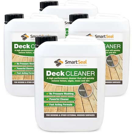 SmartSeal Deck Cleaner - Powerful And Efficient Composite Decking Cleaner & Fence Cleaner- No Pressure Washing - Concentrated Formula Decking Cleaner for Wood - Removes Algae Easily! (4 x 5 Litre)