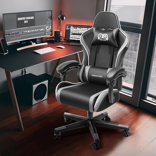 OneGame Chaise Gaming, Siege Gaming pour Ordinateur Ergonomique, Accoudoirs 3D, Bureau Gaming Dossier Haut réglable avec Support Lombaire (Gris)