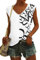 NARRAME T-Shirt Oversize à Manches Courtes pour Femme - Débardeur d'été - Haut Ample - Col en V Grande Taille Un iÀ Fleurs Lettre Blanche XXX-Large 3XL 54-56