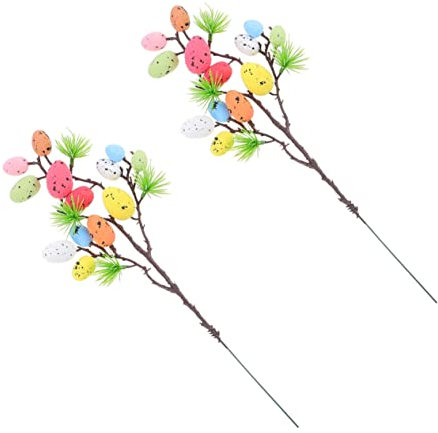 Holibanna 2 Piezas Esquejes De Huevos De Pascua Fiesta Decoration Caza Sucursales Falso Chicas Moteado Elaboración Rama Largo Pequeño Apuntalar Espuma El Plastico
