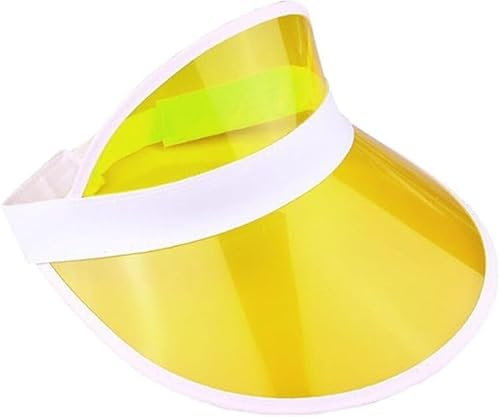 ANZEE Neon Sun Visor Cap Unisex Lightweight UV Protection Hat for Beach Sports Festivals Golf Running Parties in Bright Assorted Colors (Yellow, OneSize)