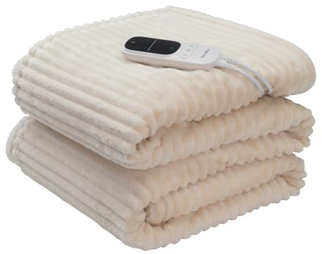 Terraillon Couverture chauffante Plaid Chauffant Sherpa 180x130 cm KOOMY | Arrêt Automatique, 9 réglages de température, Chaleur Pendant 9h, Lavable en Machine, 180x130 Cm, Sherpa et Flanelle