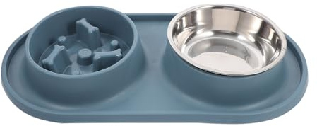 BAZEITFLOW Plato de Comida Lenta para Perros y Tazón para Mascotas Función Antiatragantamiento, Diseño Doble Práctico, Superficie Interior Lisa, Adecuado para Alimentación Saludable y Gatos
