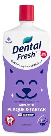 Veterinary Formula Dental Fresh Water Additive for Dogs and Cats, Advanced Plaque and Tartar Control, 32 Fl Oz