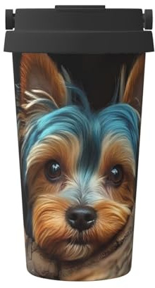 Yorkshire Terrier in Tree Hole Portable Stainless Steel Travel Mug – Insulated Hot & Cold Drink Tumbler with Leak-Proof Lid, Commuter-Friendly Coffee Cup for Office, Car & Outdoors