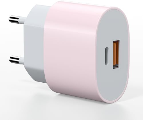 25W USB C Schnellladegerät Ladegerät,2Port USBC Netzteil Adapter(Rosa) | für iPhone 17/16/16 Pro/16 Pro Max/16 Plus/15 14 13 12 11 Pro Max X XS,Samsung S26 S25 S24 S23 S22 Ultra S10 S9 S8